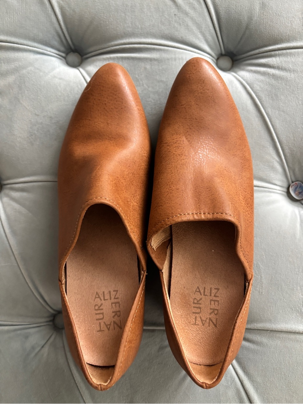 Tan Leather Slip-On Booties